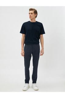 Тканые брюки с узором «гусиные лапки», пуговицами и карманами Koton, темно-синий