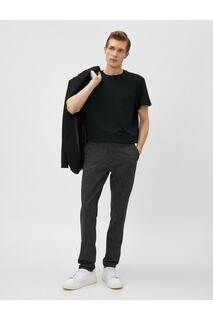 Тканые брюки с узором «гусиные лапки», пуговицами и карманами Koton, серый