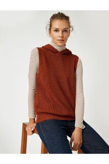 Тканый свитер с капюшоном Koton, коричневый