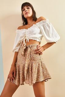 Женская юбка с поясом и шорты Bianco Lucci, коричневый