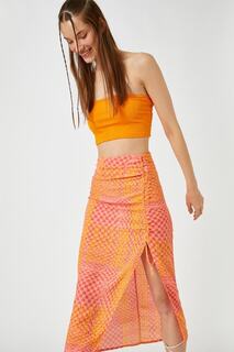 Женская юбка-миди с рюшами Koton, оранжевый