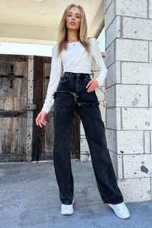 Женские антрацитовые шорты с 5 карманами, джинсовые брюки с эффектом потертости ALC-X11173 Trend Alaçatı Stili, серый