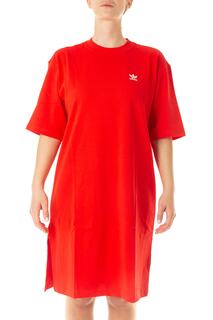 Платье-футболка с большим трилистником Adicolor Classics adidas, красный