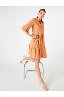 Платье-рубашка с объемными рукавами Koton, оранжевый