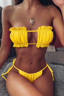 Бюстгальтер бикини с завязками для бразильской модели Angelsin, желтый