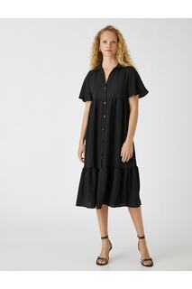 Платье-рубашка с рюшами Koton, черный