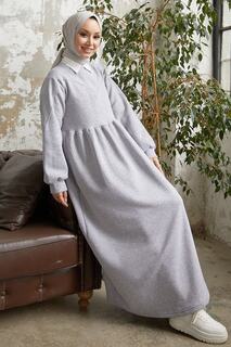 Платье-хиджаб Elenor с объемными рукавами - серый InStyle