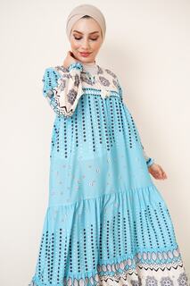Платье-хиджаб в полный рост с рисунком - Голубой Bigdart, синий