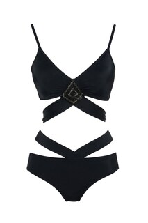 Комплект бикини с вышитым дизайном Slr Sailor Moda, черный