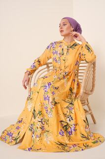 Платье-хиджаб с великолепным воротником и горчичным узором Bigdart, желтый