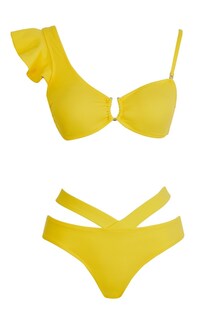 Комплект бикини с V-образным вырезом и воланами Sailor Moda, желтый
