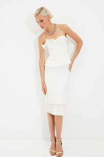 Элегантное свадебное элегантное вечернее платье с воротником цвета экрю TPRSS21EL3771 Trendyol