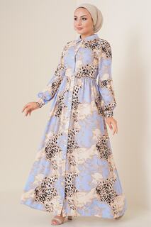 Платье-хиджаб с рубашечным воротником - синий Bigdart