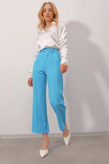 Женские бирюзовые тканые брюки с вытачками спереди ALC-X9838 Trend Alaçatı Stili, бирюзовый