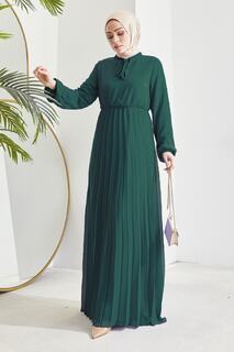 Плиссированное шифоновое платье-хиджаб Limelda — пепельно-зеленый InStyle