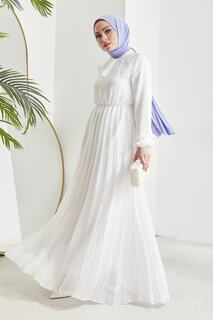 Плиссированное Шифоновое Платье-хиджаб Limelda - Белый InStyle