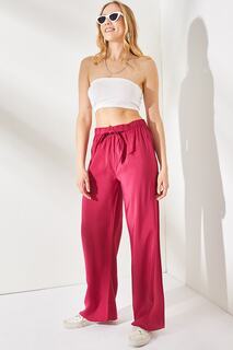 Женские брюки Palazzo Airobin темного цвета фуксии с поясом и эластичной резинкой на талии Olalook, розовый