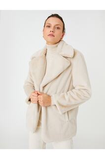 Плюшевое пальто с карманами Koton, серый