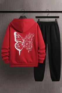 Комплект спортивного костюма унисекс с принтом бабочек на спине uyguntarz, красный
