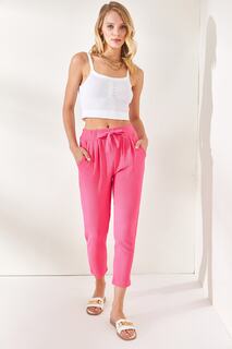 Женские брюки фуксии с карманами и поясом Olalook, розовый