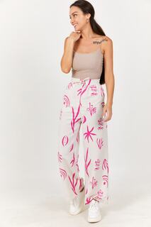 Женские брюки фуксии с широкой талией и эластичным узором armonika, розовый