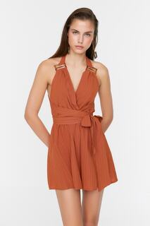 Коричневое пляжное платье с пряжкой и завязками TBESS22EL1556 Trendyol, коричневый