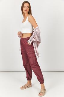 Женские брюки-карго с эластичной резинкой на талии и штанинах сливового цвета armonika, фиолетовый