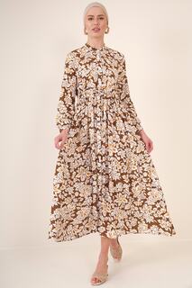Коричневое платье-хиджаб с воротником с рисунком Bigdart, коричневый