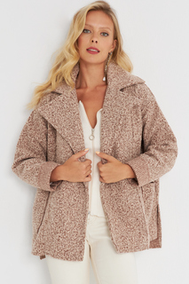 Коричневое женское пальто из букле Cool &amp; Sexy, коричневый