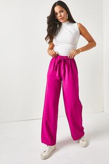 Женские брюки цвета фуксии с эластичным поясом и поясом Palazzo Ayrobin Olalook, розовый