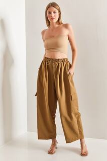 Женские брюки-карго с карманами-карго и эластичной резинкой на талии, большие брюки из парашютной ткани Bianco Lucci, коричневый