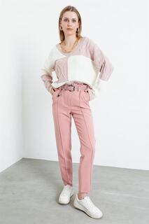 Женские брюки-трубы с поясом и прострочкой спереди Lafaba, розовый