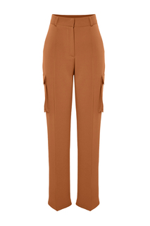 Коричневые тканые брюки карго с двойными карманами Trendyol, коричневый