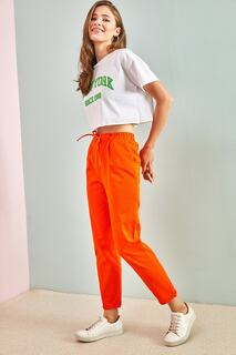 Женские габардиновые брюки с люверсами 3929 Bianco Lucci, оранжевый