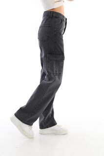 Женские дымчатые широкие брюки-карго с высокой талией Bike Life, серый