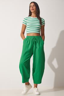 Женские зеленые брюки Airobin Shalwar с карманами Happiness İstanbul, зеленый