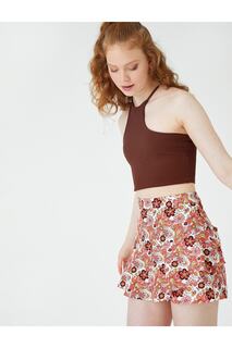 Короткая юбка с цветочным принтом и воланами Koton, разноцветный