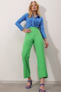 Женские зеленые тканые брюки с вытачками спереди ALC-X9838 Trend Alaçatı Stili, зеленый