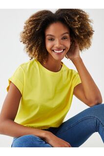 Простая женская футболка с круглым вырезом и короткими рукавами LC Waikiki, желтый