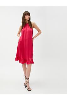 Короткое платье с завязками на шее и шее Koton, розовый