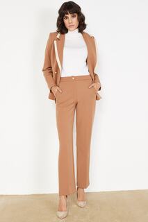Женские коричневые брюки с контрастными полосками и деталями Lafaba, коричневый