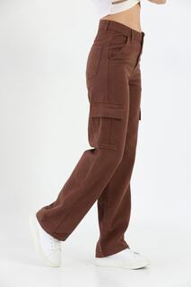 Женские коричневые широкие брюки-карго с завышенной талией Bike Life, коричневый