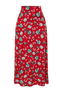 Красная тканая юбка миди из вискозной ткани с цветочным узором Trendyol, красный