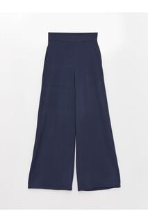 Прямые женские брюки широкого кроя с эластичной резинкой на талии LC Waikiki, темно-синий