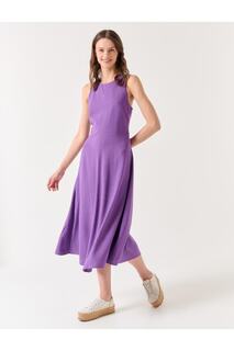 Пурпурное льняное платье без рукавов с круглым вырезом Jimmy Key, фиолетовый