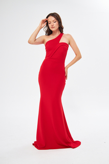 Красное гибкое тканевое вечернее платье с бретелями через плечо и выпускное платье 582211 lovebox, красный