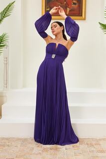 Пурпурное длинное вечернее платье из шифона с поясом Carmen, фиолетовый
