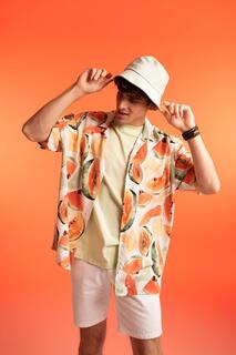 Гавайская рубашка с короткими рукавами и тропическим узором Relax Fit DeFacto, оранжевый
