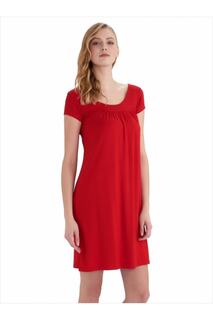 Красное платье из чесаного хлопка Ayyıldız, красный