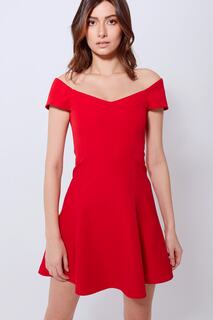 Красное расклешенное вечернее платье с низкими рукавами на заказ Whenever Company, красный